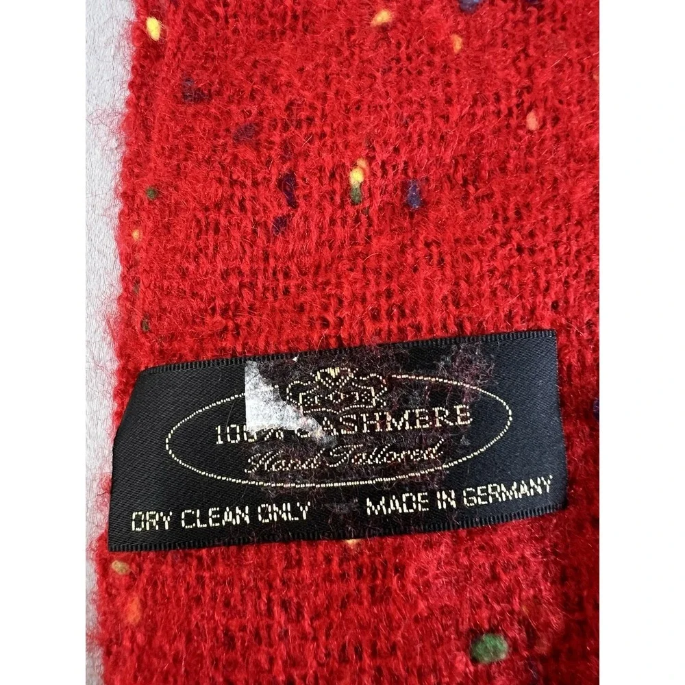 100% Cashmere Wrap Scarf Hand Tailored Made In Germany Red Confeti 82